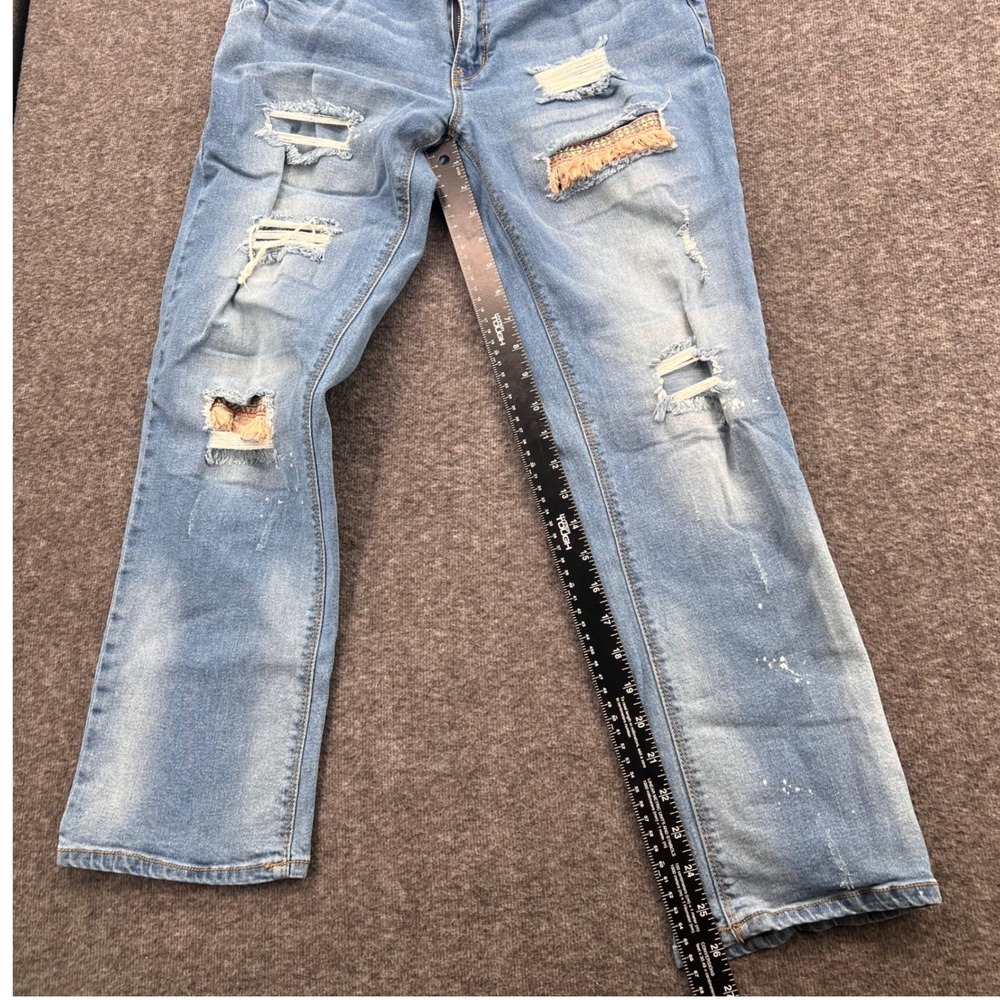 EST. 1946 Denim Womens Low Rise Straight Leg Distressed Boho Fringe Jeans Size 8 - Picture 14 of 15